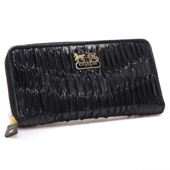 Coach Accordion Zip In Gathered Twist Large Black Wallets CCF | Coach Outlet Canada